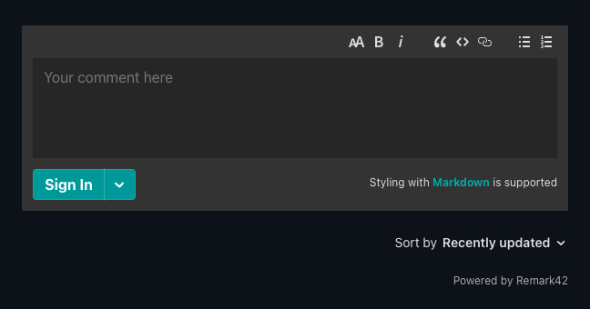 Remark42 comments at the bottom of every post