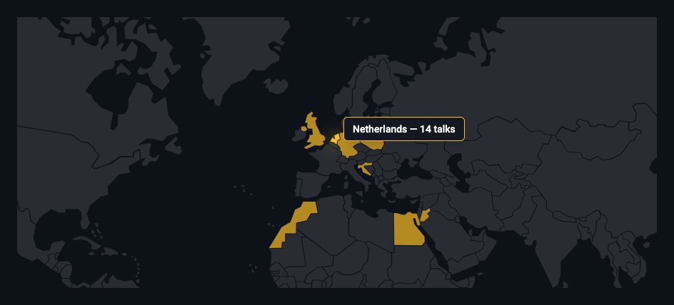 The map of countries I have spoken in