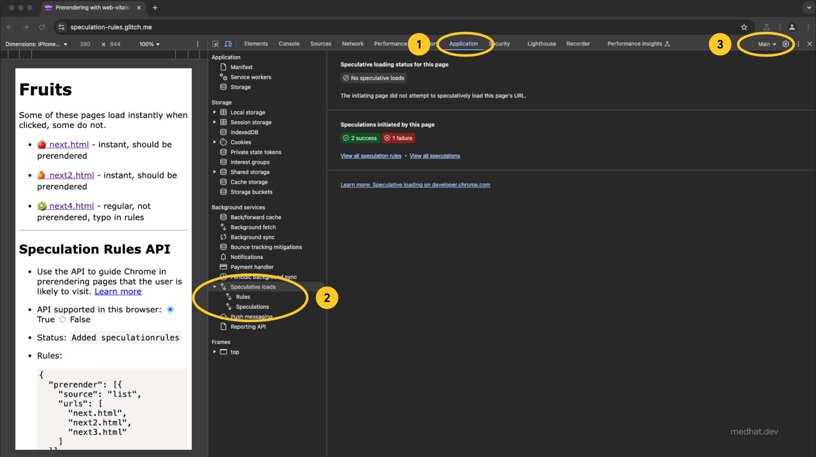 The Speculative loads panel in Chrome DevTools